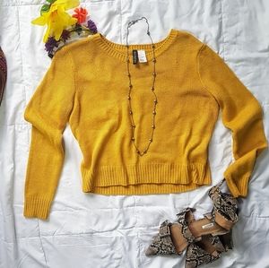 Rib Knit Mustard Yellow Cropped Sweater